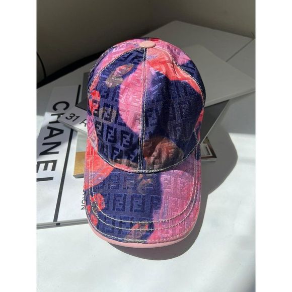 FENDI Rare Water Color Zucca Print Women\'s Baseball Cap Size M